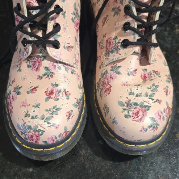 Dr. Martens Pink Floral Combat Boots - Picture 3 of 5